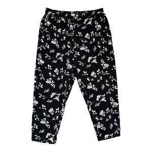 Lily Morgan Black & White Floral High Rise Pull On Tapered Leg Pants Size 1X